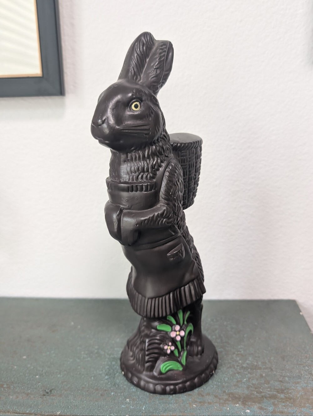 Vintage Dept 56 Ceramic Chocolate Brown Easter Bunny Spring Rabbit Figure 11.5”